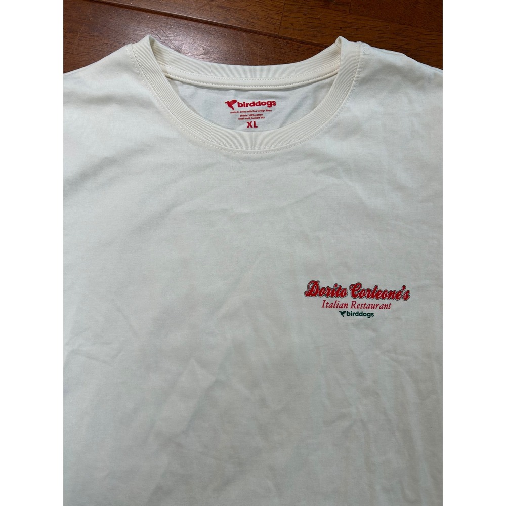 Birddogs T Shirt Mens XL Cream Dorito Corleone Italian Restaurant Graphic Tee